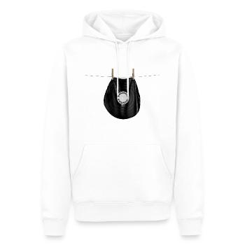 Disque vinyl - Sweat à capuche Premium bio Homme - blanc - Devant - Nico (187cm)
