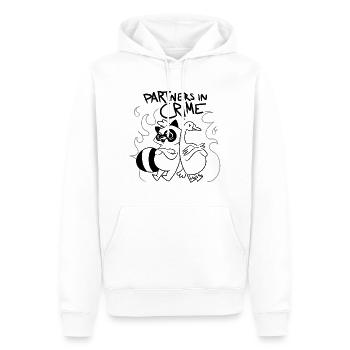 « Partenaires dans le crime » - Raccoon & Goose - Sweat à capuche Premium bio Homme - blanc - Devant - Nico (187cm)