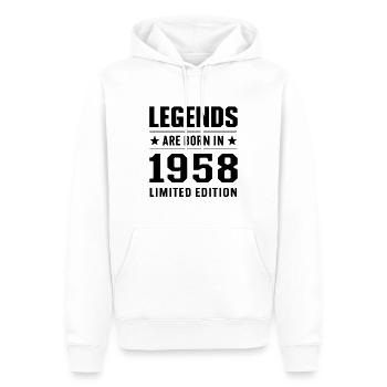 Legends Are Born In 1958 Édition limitée - Sweat à capuche Premium bio Homme - blanc - Devant - Nico (187cm)