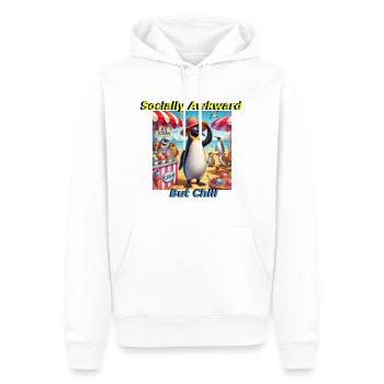 Socially Awkward but Chill - Men’s Premium Organic Hoodie - white - Front - Nico (187cm)