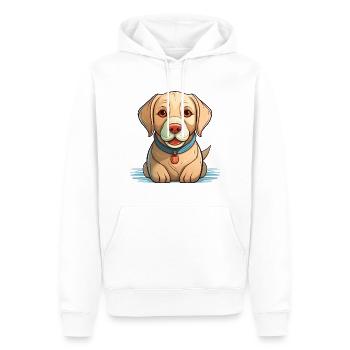 Cute Dog Puppy (Labrador) - Men’s Premium Organic Hoodie - white - Front - Nico (187cm)