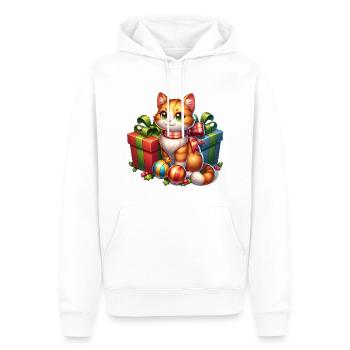 Chat de Noël - Sweat à capuche Premium bio Homme - blanc - Devant - Nico (187cm)