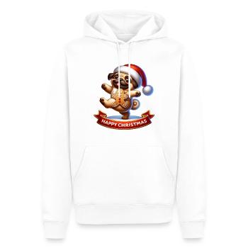 Happy Christmas Pug - Men’s Premium Organic Hoodie - white - Front - Nico (187cm)