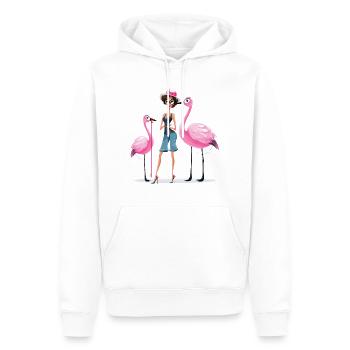 Designer Flamingle - Männer Premium Bio Hoodie - Weiß - Vorne - Nico (187cm)