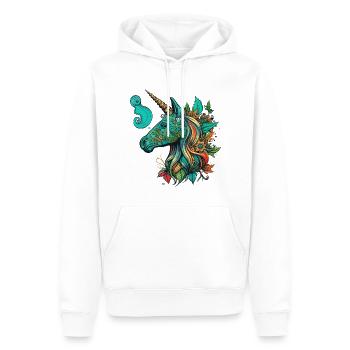 Psychedelic Unicorn : une fusion magique de cannabis - Sweat à capuche Premium bio Homme - blanc - Devant - Nico (187cm)