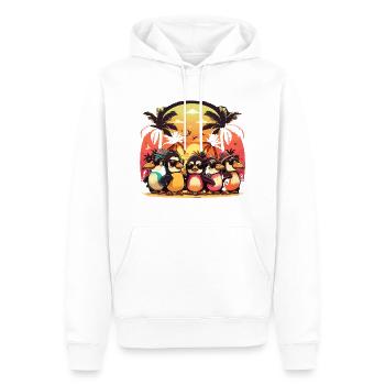Tropical Penguin Fiesta : Divertissement coloré en hawaïen - Sweat à capuche Premium bio Homme - blanc - Devant - Nico (187cm)