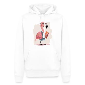 Fashion Forward: Extravaganter Flamingo-Designer - Männer Premium Bio Hoodie - Weiß - Vorne - Nico (187cm)