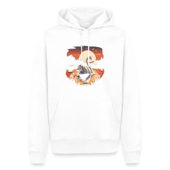 Tranquil Elegance: Swan on a Calm Lake - Men’s Premium Organic Hoodie - white - Front - Nico (187cm)