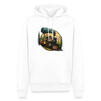 Vintage Journey: Altmodische Dampfeisenbahn - Männer Premium Bio Hoodie - Weiß - Vorne - Nico (187cm)