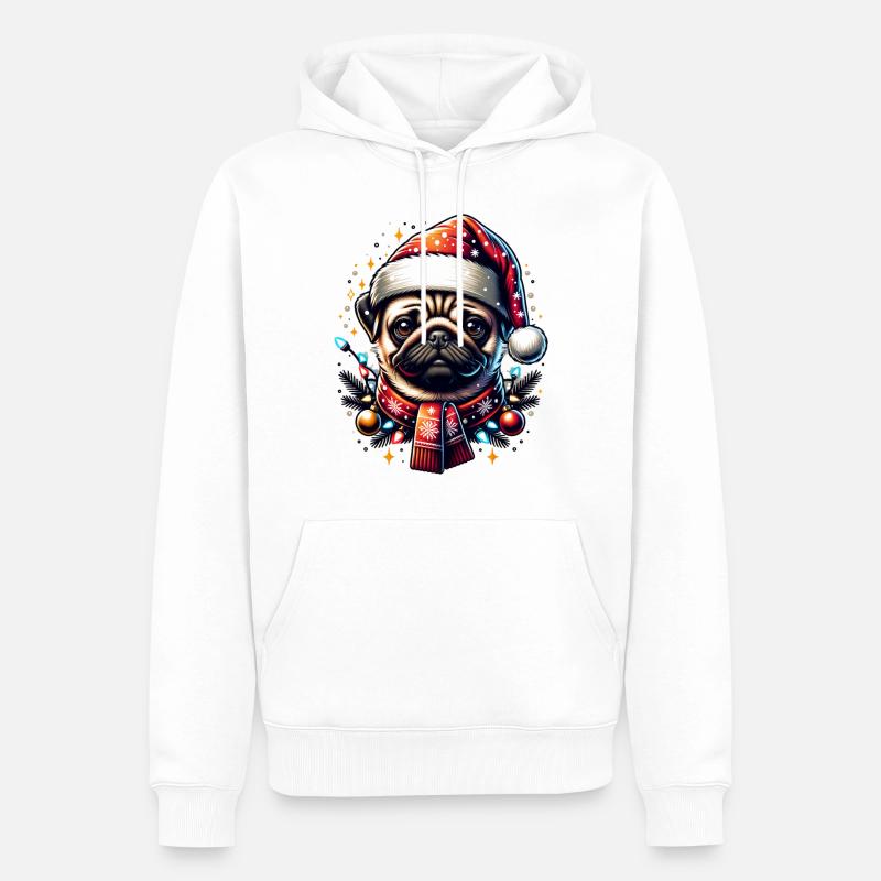 Mops - Männer Premium Bio Hoodie - Weiß
