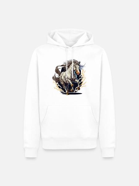 Majestueus en krachtig: paard steigert met een str - Mannen Premium Bio hoodie - wit