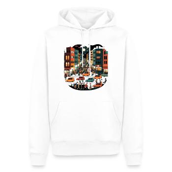 City Nights : une rue animée de la ville la nuit - Sweat à capuche Premium bio Homme - blanc - Devant - Nico (187cm)
