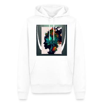 Cool Weed Head: Psychedelische Ornamente und Abstraktes - Männer Premium Bio Hoodie - Weiß - Vorne - Nico (187cm)