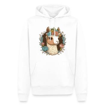 A Lamas Floral Elegance : Illustration mignonne avec F - Sweat à capuche Premium bio Homme - blanc - Devant - Nico (187cm)