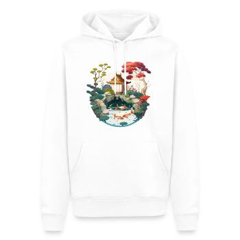 Harmonie der Natur: Eine digitale Kunst aus Tradition - Männer Premium Bio Hoodie - Weiß - Vorne - Nico (187cm)
