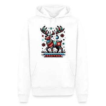 Hirschgeweih kitschig Ugly Christmas Weihnachten - Männer Premium Bio Hoodie - Weiß - Vorne - Nico (187cm)