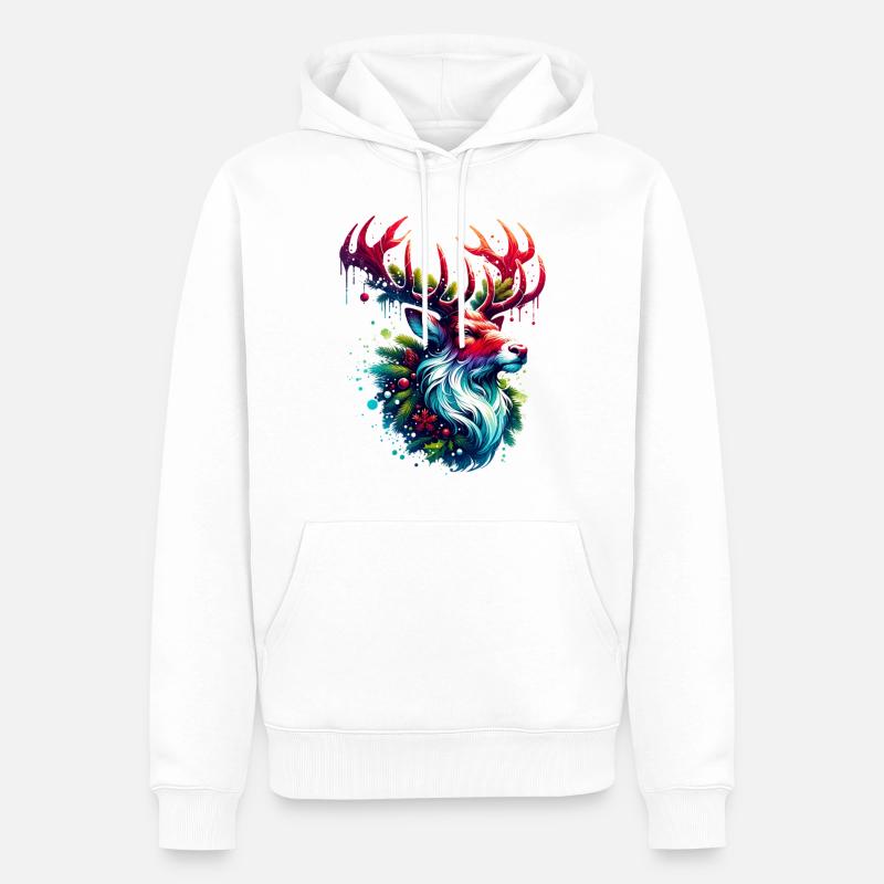 Elchgeweih Wald - Männer Premium Bio Hoodie - Weiß