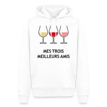 Mes Trois Meilleurs Amis (Vin / Bombé Ouvert) - Sweat à capuche Premium bio Homme - blanc - Devant - Nico (187cm)