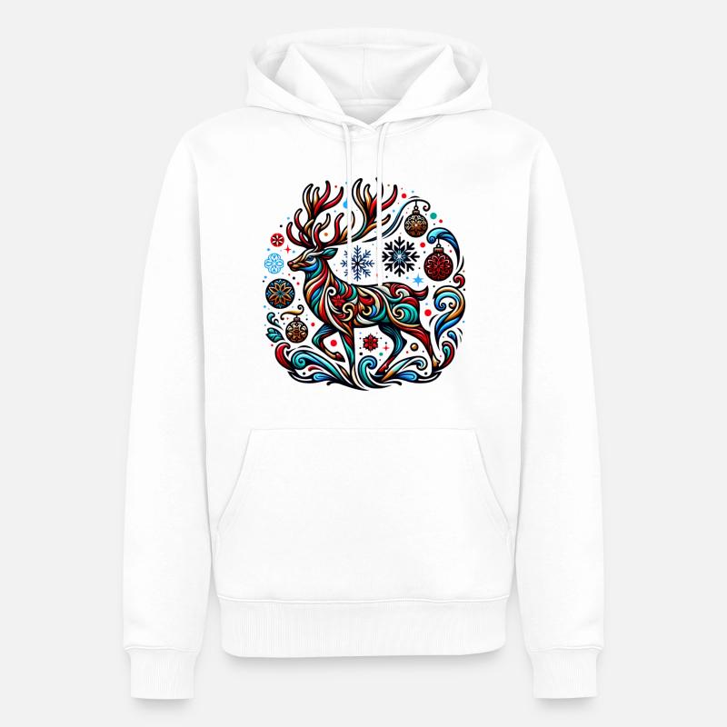 Noël Cerf Hiver Noël laid - Sweat à capuche Premium bio Homme - blanc