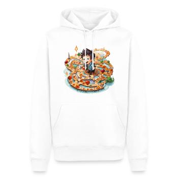 Der Labyrinth-Läufer - Männer Premium Bio Hoodie - Weiß - Vorne - Nico (187cm)