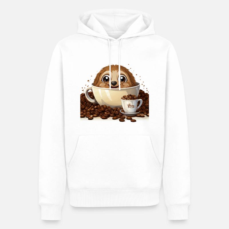 Le câlin de café - Sweat à capuche Premium bio Homme - blanc