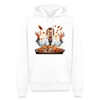 The Caffeine Mad Scientist - Men’s Premium Organic Hoodie - white - Front - Nico (187cm)