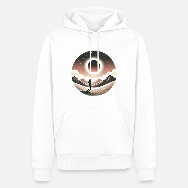 Conception de silhouette Eclipse Gaze - Sweat à capuche Premium bio Homme - blanc