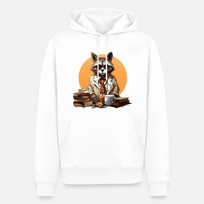 L’érudit de la caféine - Sweat à capuche Premium bio Homme - blanc