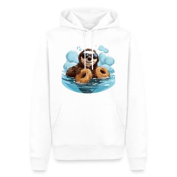 Le nageur à la caféine - Sweat à capuche Premium bio Homme - blanc - Devant - Nico (187cm)
