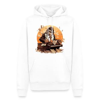 Der Koffein-Maestro - Männer Premium Bio Hoodie - Weiß - Vorne - Nico (187cm)