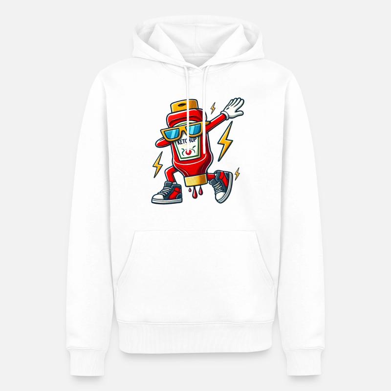 Conception de bouteille de ketchup Dab - Sweat à capuche Premium bio Homme - blanc