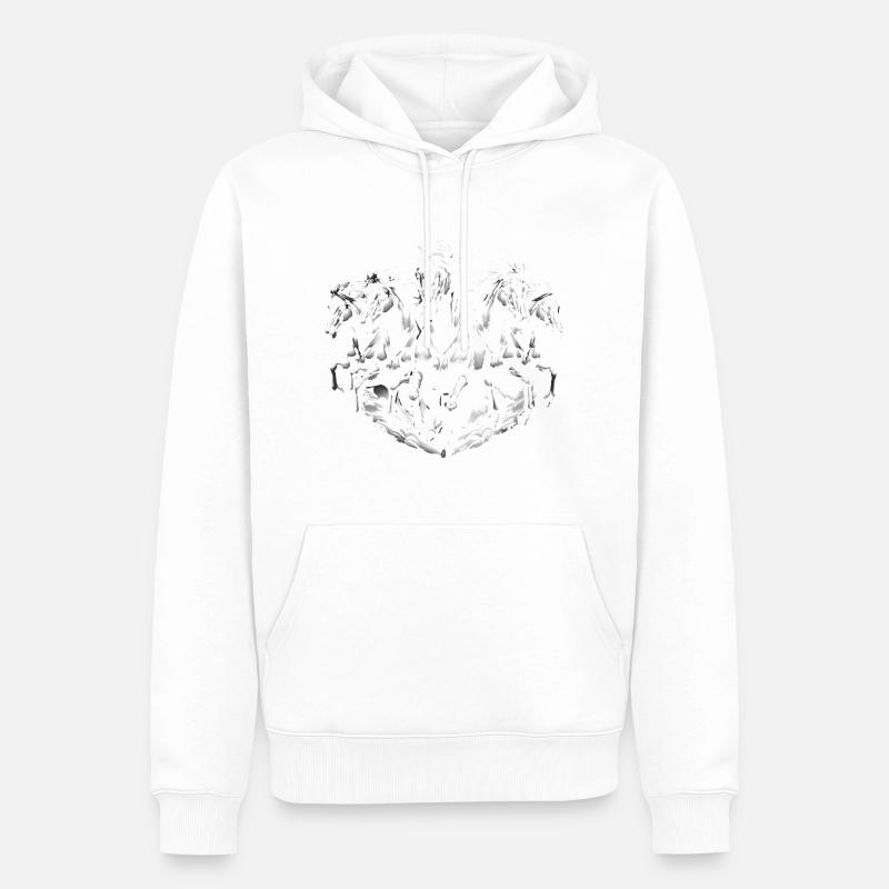 Laufpferde Dynamisches Schwarz-Weiß-Design - Männer Premium Bio Hoodie - Weiß