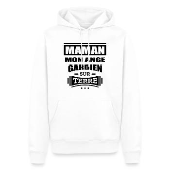MAMAN MON ANGE GARDIEN SUR TERRE - Sweat à capuche Premium bio Homme - blanc - Devant - Nico (187cm)