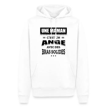 UNE MAMAN C'EST UN ANGE AVEC DES BRAS SOLIDES - Sweat à capuche Premium bio Homme - blanc - Devant - Nico (187cm)