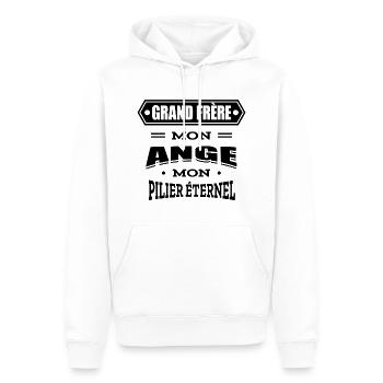 GRAND FRÈRE MON ANGE MON PILIER ETERNEL - Sweat à capuche Premium bio Homme - blanc - Devant - Nico (187cm)