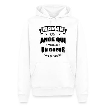 MAMAN UN ANGE QUI VEILLE UN CŒUR QUI PROTÈGE - Sweat à capuche Premium bio Homme - blanc - Devant - Nico (187cm)