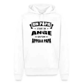 UN PAPA C'EST UN ANGE QU'ON APPELLE PAPA - Sweat à capuche Premium bio Homme - blanc - Devant - Nico (187cm)
