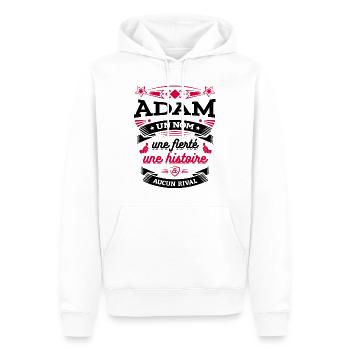 ADAM UN NOM UNE FIERTÉ AUCUN RIVAL - Sweat à capuche Premium bio Homme - blanc - Devant - Nico (187cm)