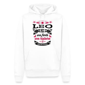 LEO UN NOM UNE FIERTÉ AUCUN RIVAL - Sweat à capuche Premium bio Homme - blanc - Devant - Nico (187cm)
