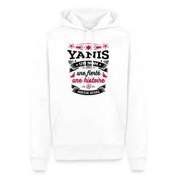 YANIS UN NOM UNE FIERTÉ AUCUN RIVAL - Sweat à capuche Premium bio Homme - blanc - Devant - Nico (187cm)