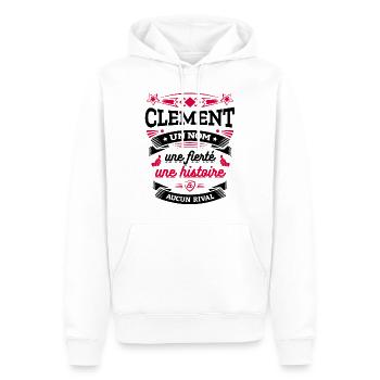 CLÉMENT UN NOM UNE FIERTÉ AUCUN RIVAL - Sweat à capuche Premium bio Homme - blanc - Devant - Nico (187cm)