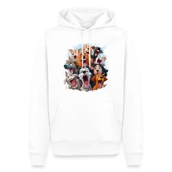 Das Porträt der fröhlichen Menagerie - Männer Premium Bio Hoodie - Weiß - Vorne - Nico (187cm)