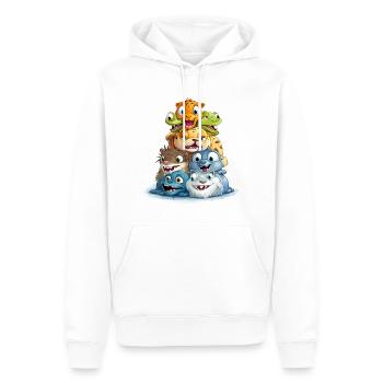 Die verrückten Pyramidenbauer - Männer Premium Bio Hoodie - Weiß - Vorne - Nico (187cm)