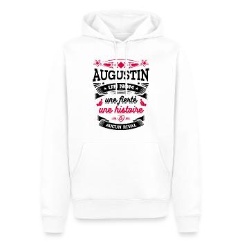 AUGUSTIN UN NOM UNE FIERTÉ AUCUN RIVAL - Sweat à capuche Premium bio Homme - blanc - Devant - Nico (187cm)