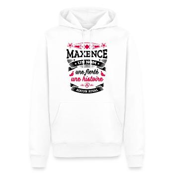 MAXENCE UN NOM UNE FIERTÉ AUCUN RIVAL - Sweat à capuche Premium bio Homme - blanc - Devant - Nico (187cm)