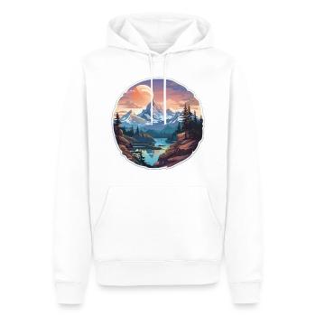 Gipfel-Gelassenheit - Männer Premium Bio Hoodie - Weiß - Vorne - Nico (187cm)