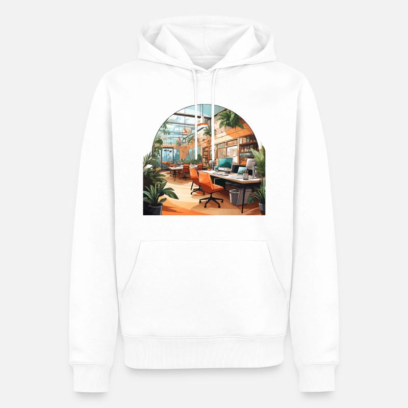 Centre de collaboration - Sweat à capuche Premium bio Homme - blanc