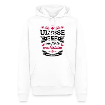 ULYSSE UN NOM UNE FIERTÉ AUCUN RIVAL - Sweat à capuche Premium bio Homme - blanc - Devant - Nico (187cm)