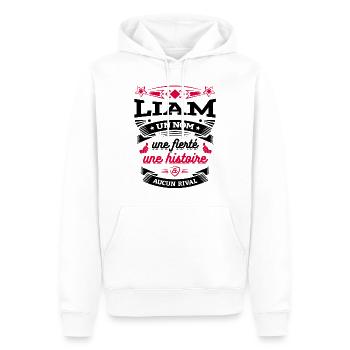 LIAM UN NOM UNE FIERTÉ AUCUN RIVAL - Sweat à capuche Premium bio Homme - blanc - Devant - Nico (187cm)
