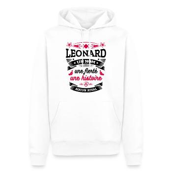 LEONARD UN NOM UNE FIERTÉ AUCUN RIVAL - Sweat à capuche Premium bio Homme - blanc - Devant - Nico (187cm)